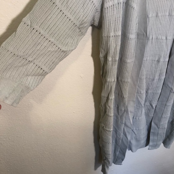 Open Cardigan Sweater 3/4 Sleeve Loose Open Knit Blue Gray - Picture 6 of 9